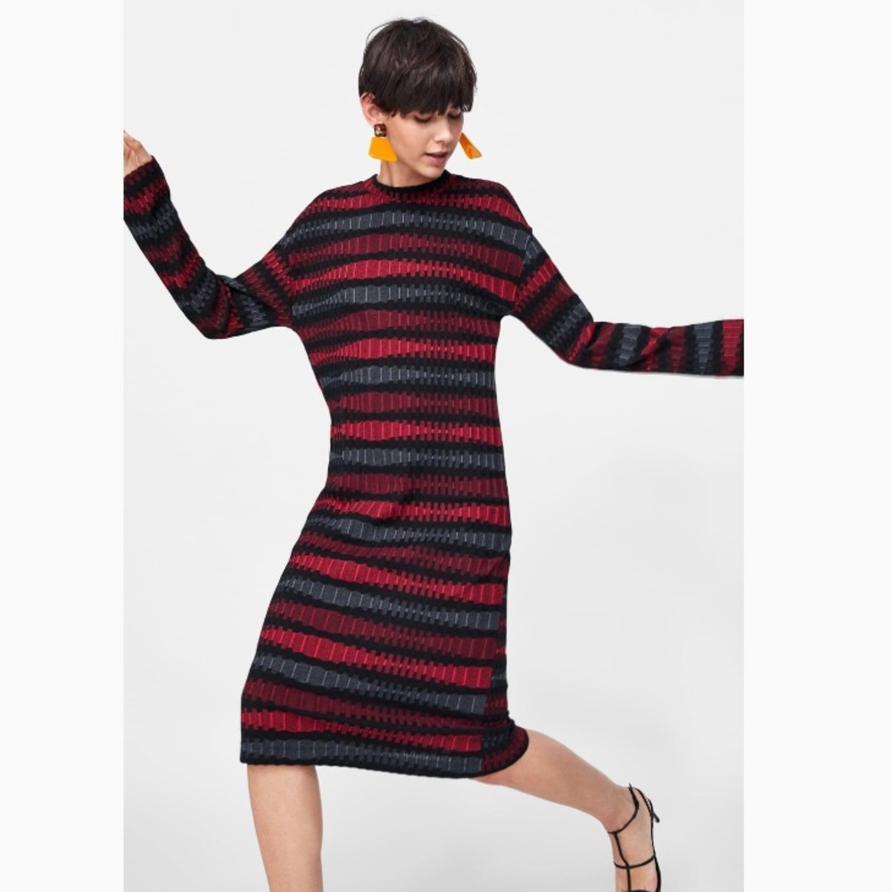 Zara Multicolored Jacquard Dress - Picture 3 of 8
